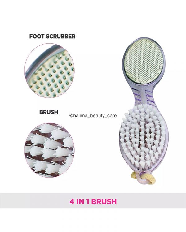 PROFESSIONAL 4 IN 1 MULTI USE PEDICURE PADDLE BRUSH AND MANICURE BRUSH